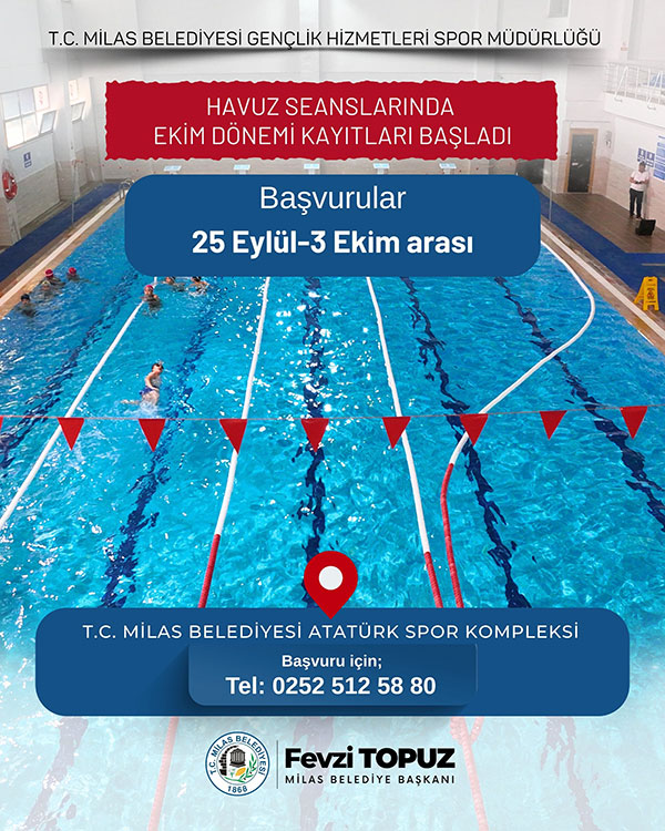 Milas Belediyesi yüzme havuzu kayıtları başladı, Ekim 2025