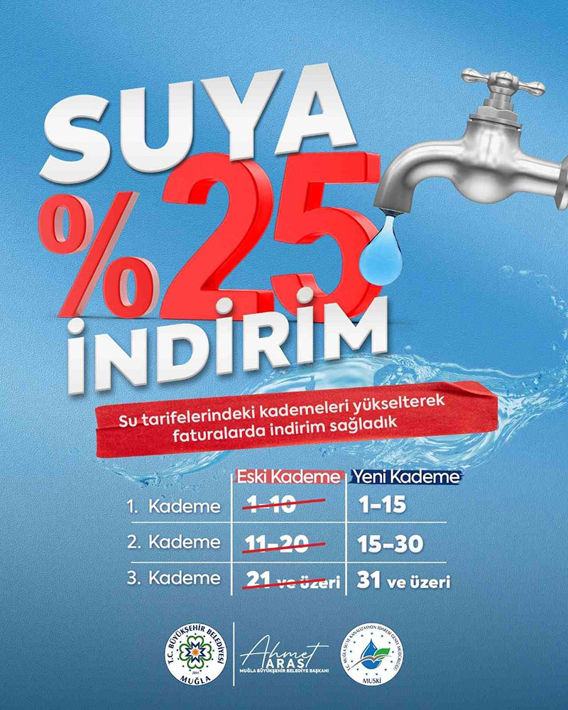 Su ücretlerine yüzde 25 oranında indirim