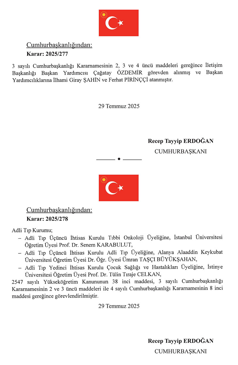 Cumhurbaşkanlığı 2025/276 sayılı Atama Kararı 2