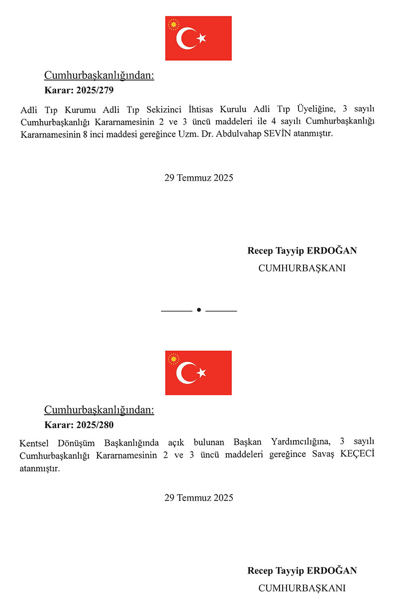 Cumhurbaşkanlığı 2025/276 sayılı Atama Kararı 3