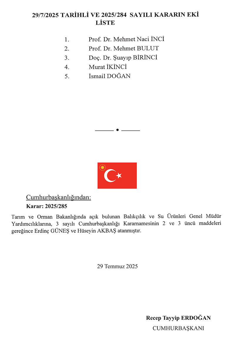 Cumhurbaşkanlığı 2025/276 sayılı Atama Kararı 6
