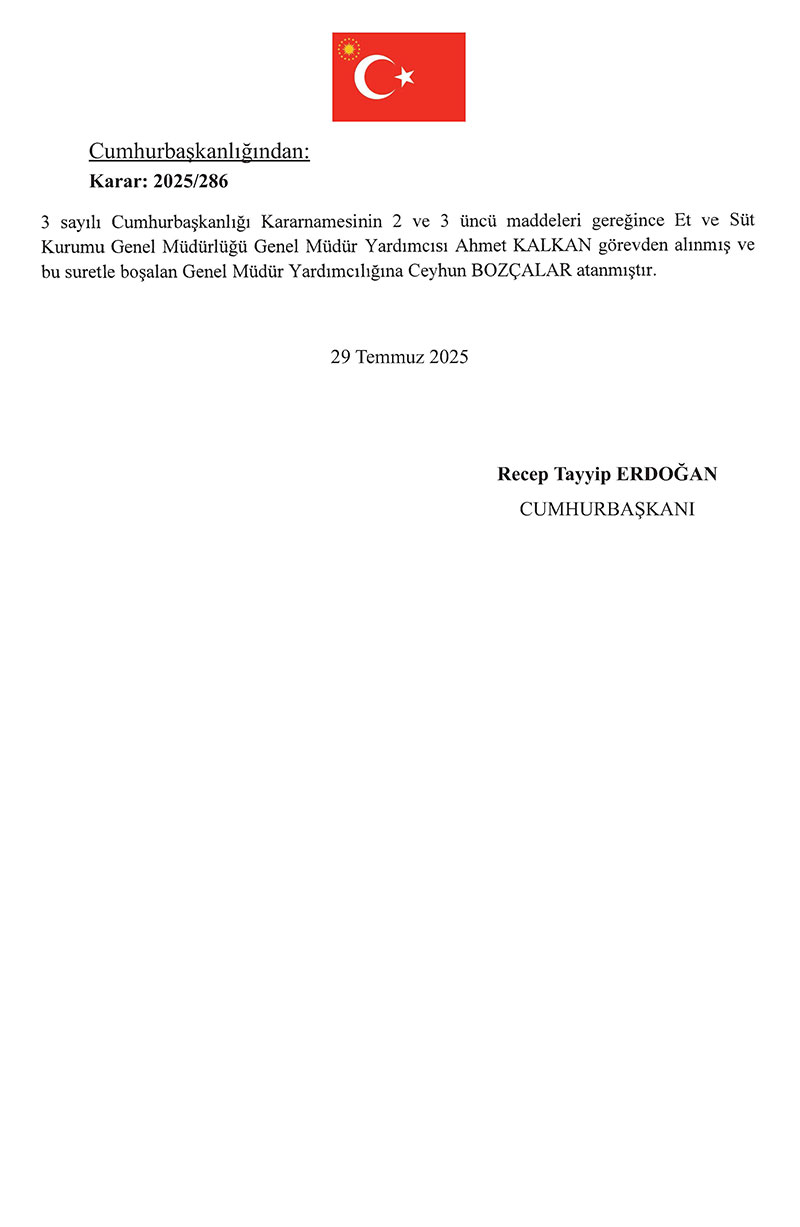Cumhurbaşkanlığı 2025/276 sayılı Atama Kararı 7