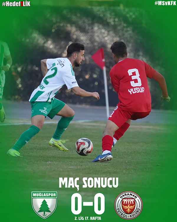 Muğlaspor: 0 - Karaman FK: 0, 16 Aralık 2025