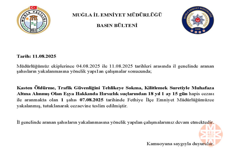 Fethiye İlçe EMniyet Müdürülüğü operasyon