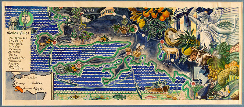 Halikarnas Balıkcısı, Cevat Şakir Kabaağaçlı, Muğla Haritası