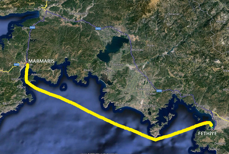 Marmaris-Fethiye deniz otobüsü güzergahı