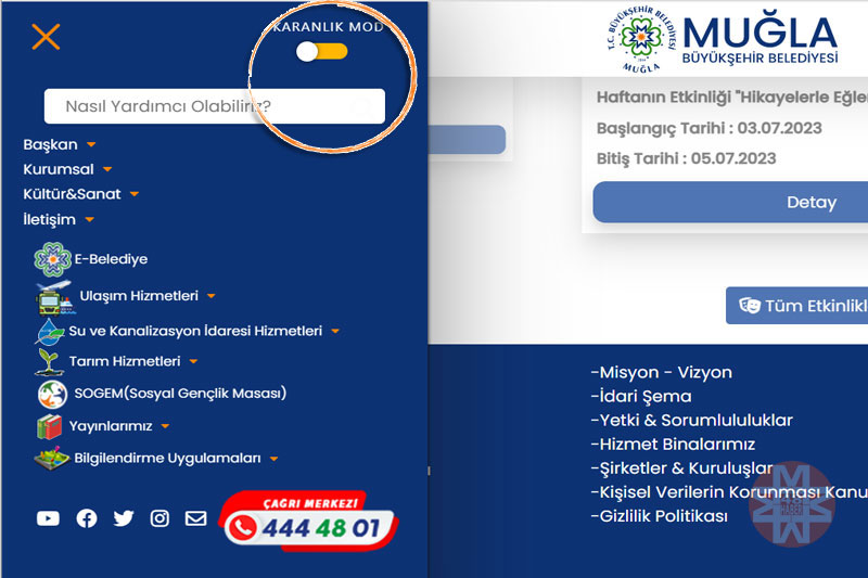 Muğla Büyükşehir Belediyesi web sitesi değişti 8