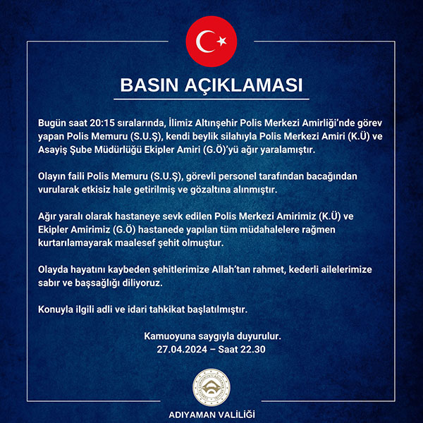 Adıyaman Valiliği açıklama - 48 Haber Ajansı