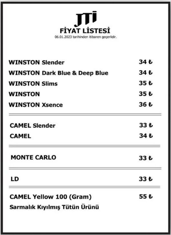JTI 2023 Haziran Fiyat Listesi