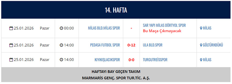 Muğla Süper Amatör Lig fikstür